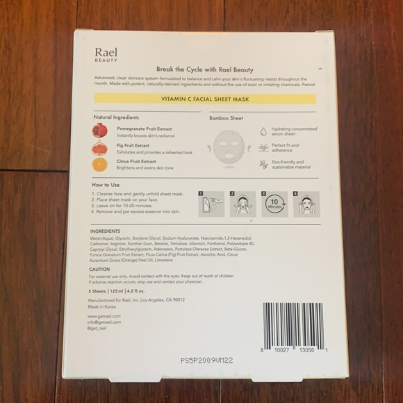 Rael Beauty Vitamin C sheet mask set - Picture 3 of 4